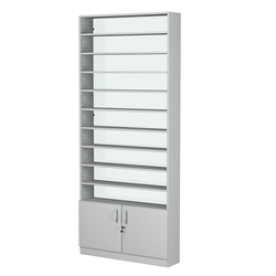 Стеллаж из ДСП с 9-ю полками 200x900 мм серии LEVEL-9 №10-1 (З/C - СТЕКЛО), Серый