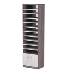 Стеллаж из ДСП с 10-ю полками 400x600 мм серии LEVEL-10 №7-2 (З/C - ЗЕРКАЛО), Ясень Анкор темный + Ясень Анкор светлый