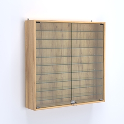 Витрина настенная №204-5А с девятью прозрачными полками, Дуб Золотистый