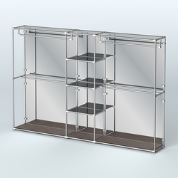 Торговая система ХРОМ (задняя стенка - зеркало) 3030 мм с тонированными полками и поручнями №4, Дуб Венге