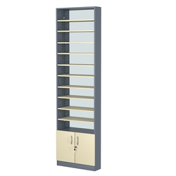 Стеллаж из ДСП с 10-ю полками 150x600 мм серии LEVEL-10 №2-2 (З/C - ЗЕРКАЛО), Темно-серый + Крем Вайс