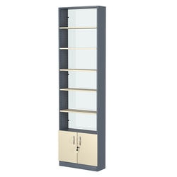 Стеллаж из ДСП с 5-ю полками 200x600 мм серии LEVEL-5 №3-1 (З/C - СТЕКЛО), Темно-серый + Крем Вайс