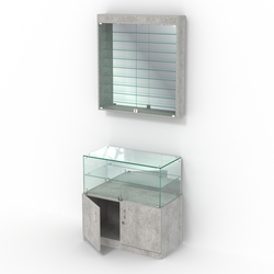 Комбинированный прилавок-витрина зеркальный КПВ-01-08, Метрополитан Грей