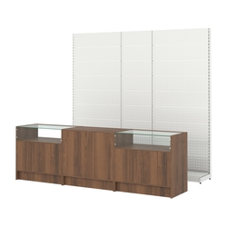 Комплект металлических стеллажей с перфорацией и прилавков ЭК-2, Орех