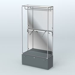 Торговая система ХРОМ (задняя стенка - зеркало) 1200 мм №2-1 с тумбой Т-11 и поручнями, Темно-Серый