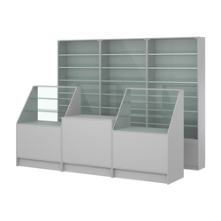 Комплект витрин с наклонными полками SL-6 №12 и прилавков ЭК-7, Серый