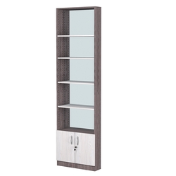 Стеллаж из ДСП с 4-мя полками 150x600 мм серии LEVEL-4 №2-2 (З/C - ЗЕРКАЛО), Ясень Анкор темный + Ясень Анкор светлый