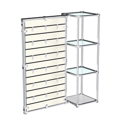 Хромированное вешало ЩИТ №1-1 с полками стекло 6мм, Ясень Анкор светлый