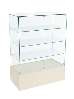 Прилавок Истра с дверками из стекла №128 (закрытый), Крем Вайс