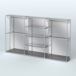 Торговая система ХРОМ (задняя стенка - зеркало) 3600 мм с зеркальными полками и поручнями №2, Черный