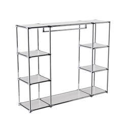 Хромированный стенд-вешало TD-44 №1-3 Хром с полками ДСП 16мм, Ясень Анкор светлый - U31104