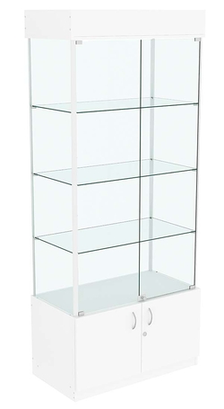 Витрина прозрачная ЛЮКС №5 с подсветкой , Белый