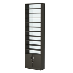 Стеллаж из ДСП с 10-ю полками 250x600 мм серии LEVEL-10 №4-1 (З/C - СТЕКЛО), Черный