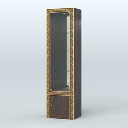 Витрина зеркальная с декором №ВБА-4, Дуб Венге