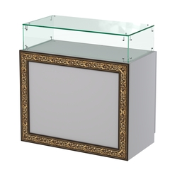 Стеклянный прямоугольный прилавок с декором №СПБА-14, Серый