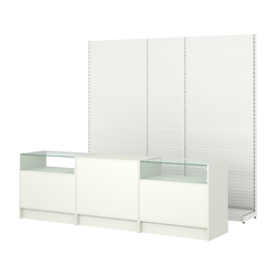 Комплект металлических стеллажей с перфорацией и прилавков ЭК-2, Белый