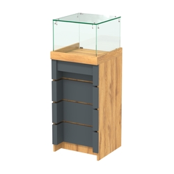 Торговый прилавок квадратный с утопленным фасадом №УФ-3-450, Дуб Золотистый и Темно-Серый