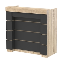 Торговый кассовый прилавок выкатной с утопленным фасадом №УФК-1-1, Дуб сонома, Черный