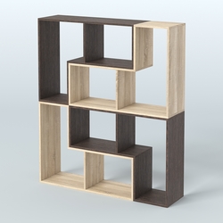 Торговый стеллаж Лофт №2 средний четырех- модульный, Дуб Сонома + Дуб Венге