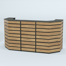 Ресепшен серии ПРАЙМ №6А со скошенными углами, Черный + Дуб Канзас Коричневый