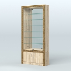 Витрина пристенная с декором №ВБА-32, Дуб сонома