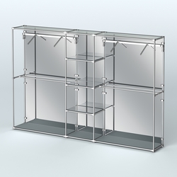 Торговая система ХРОМ (задняя стенка - зеркало) 3600 мм с зеркальными полками и поручнями №12, Темно-Серый