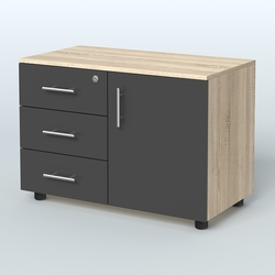 Тумба для оргтехники Види Вуд, цвет мокко + вяз, Дуб Сонома + Черный