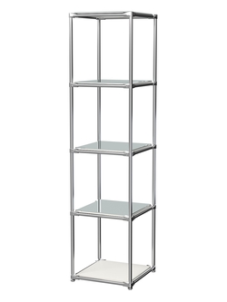 Торговый хромированный стеллаж с зеркальными полками №1, Белый