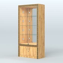 Витрина выставочная с декором №ВБА-3С, Дуб Золотистый