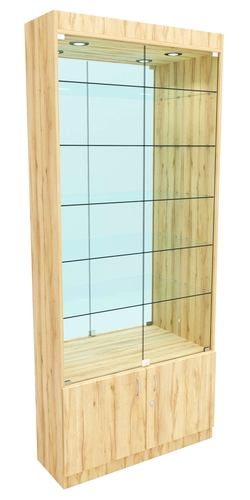 Стеклянная витрина серии Эконом № 300-3-5 (задняя стенка Зеркало), Дуб Золотистый