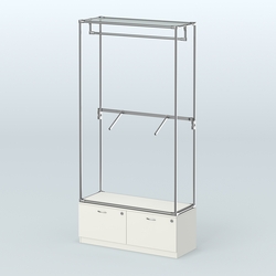 Торговая система ХРОМ без ДСП 1200 мм №2-3 с тумбой Т-15 и поручнями, Белый