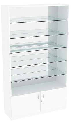 Витрина СЭСП-О №1-1-500 (З/C - Зеркало) со стеклянными полками, Белый