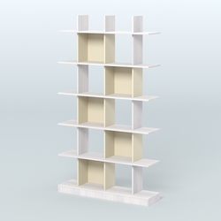 Торговый стеллаж Лофт №4 с ячейками, Ясень Анкор светлый и Крем Вайс