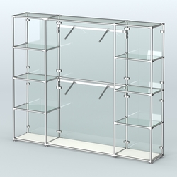 Торговая система ХРОМ (задняя стенка - стекло) 2430 мм с прозрачными полками и поручнями №7, Белый