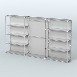 Торговая система ХРОМ (задняя стенка - ДСП) 3600 мм с зеркальными полками и поручнями №1, Серый