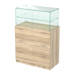 Прилавок с распашными дверками в стеклянной части Селена-101, Дуб сонома