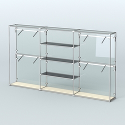 Торговая система ХРОМ (задняя стенка - стекло) 3600 мм с тонированными полками и поручнями №5, Крем Вайс