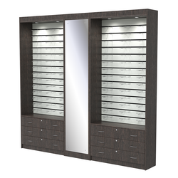 Комплект витрин под очки №11+1+11 (открытый доступ), Дуб Венге