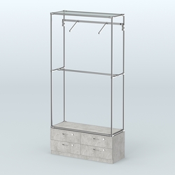 Торговая система ХРОМ без ДСП 1200 мм №4-2 с тумбой Т-14 и поручнями, Метрополитан Грей