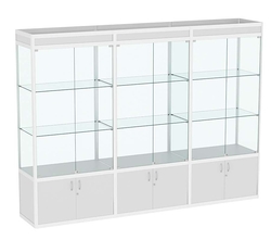 Витрина стеклянная алюминиевая модульная с прозрачной стенкой ВСА-9, Серый