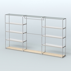 Торговая система ХРОМ без ДСП 3600 мм с зеркальными полками и поручнями №1, Дуб Сонома