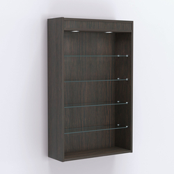 Витрина настенная №202-3Г высокая с верхними светильниками, Дуб Венге