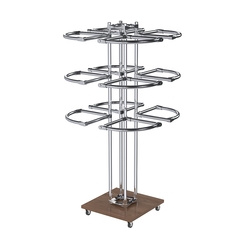Торговое хромированное трехъярусное вешало СЕКТОР №3, Орех