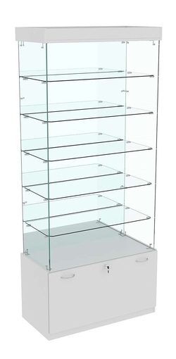 Витрина Кристалл №603 прямоугольная (З/C - зеркало), без дверей, Серый