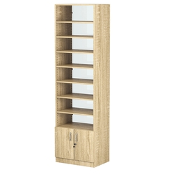 Стеллаж из ДСП с 7-ю полками 400x600 мм серии LEVEL-7 №7-1 (З/C - СТЕКЛО), Дуб Сонома