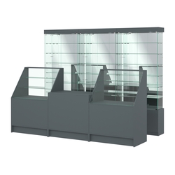 Комплект стеклянных витрин ИС-32 и прилавков ЭК-7, Темно-Серый