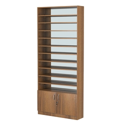 Стеллаж из ДСП с 10-ю полками 250x900 мм серии LEVEL-10 №11-2 (З/C - ЗЕРКАЛО), Орех