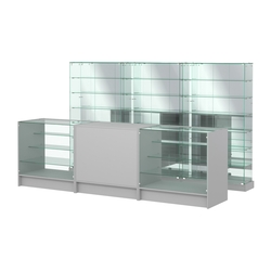 Комплект низких витрин ХП-11 и прилавков ЭК-4, Серый