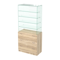 Прилавок с верхним стеклянным каркасом Селена-9, Дуб сонома