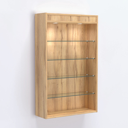 Витрина настенная №202-3Г высокая с верхними светильниками, Дуб Золотистый